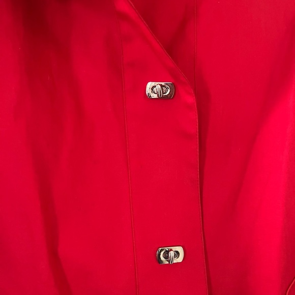 Talbots Petite Red Women's Cotton Jacket with Pinstripe Lining Women’s size L - Picture 6 of 14